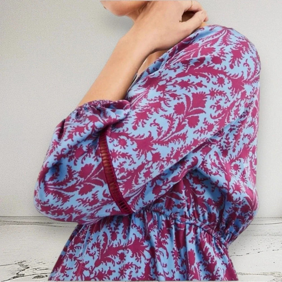 NEW HATCH The Juliet Printed Dress in Sky blue Magenta Floral Size 0 - Picture 15 of 16